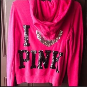 Victoria Secret PINK sequin zip up hoodie